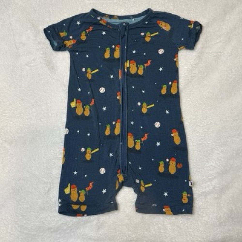Kiki And Lulu 2T Bamboo Zippy Shortie Peanuts Baseball Soft Sleepies